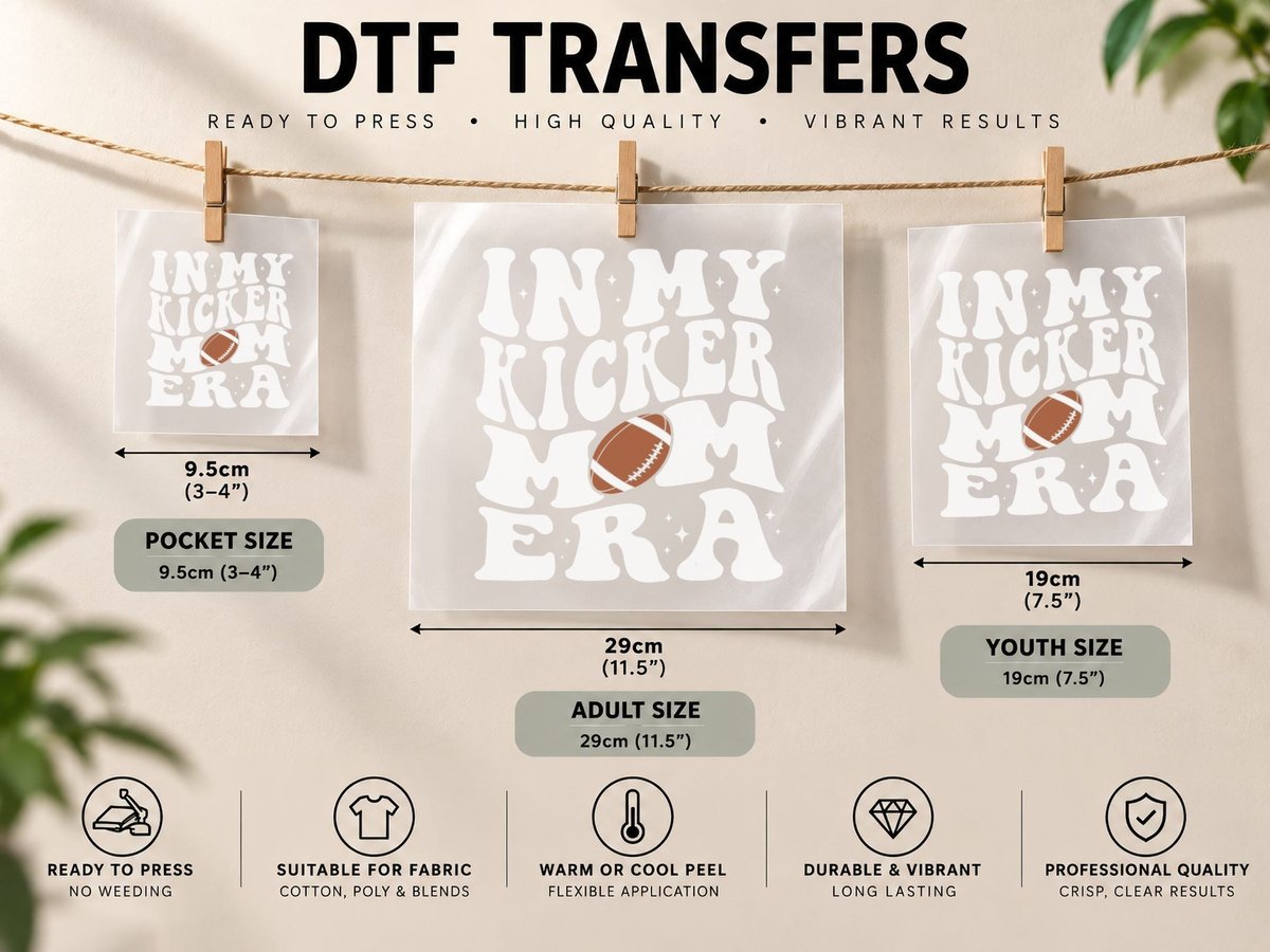 In My Kicker Mom Football Era Kicker Mama Football DTF Transfer Iron On