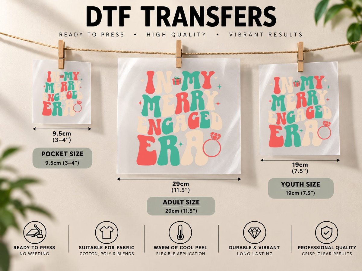 In My Merry Engaged Era Groovy Xmas Wedding Bride Christmas DTF Transfer Iron On