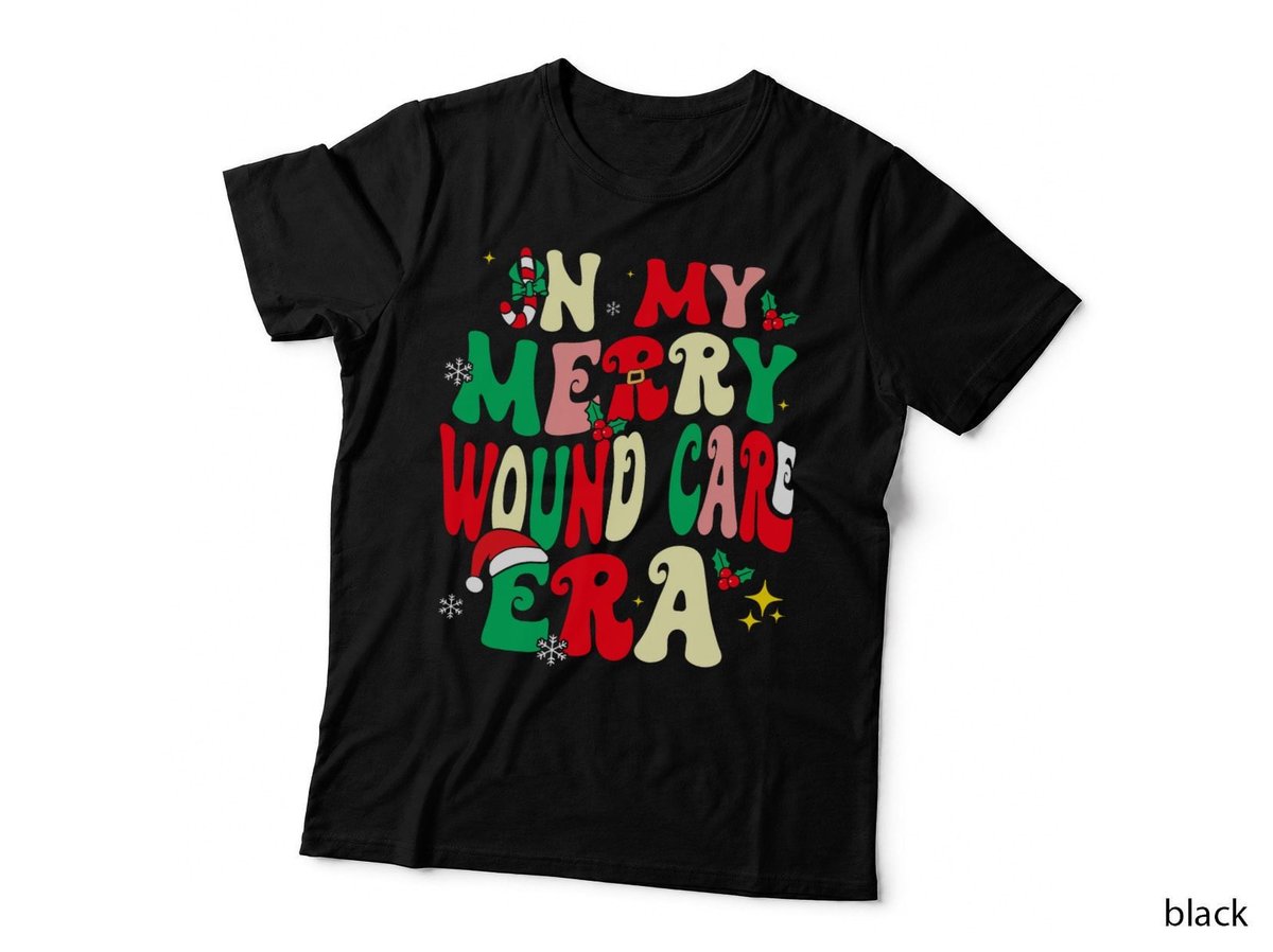 In My Merry Wound Care Era Christmas Retro Groovy Nurse T-Shirt