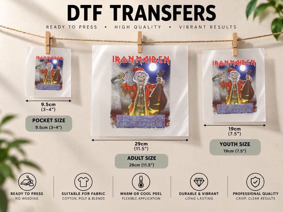 Iron Maiden - No Prayer Santa Eddie Christmas DTF Transfer Iron On
