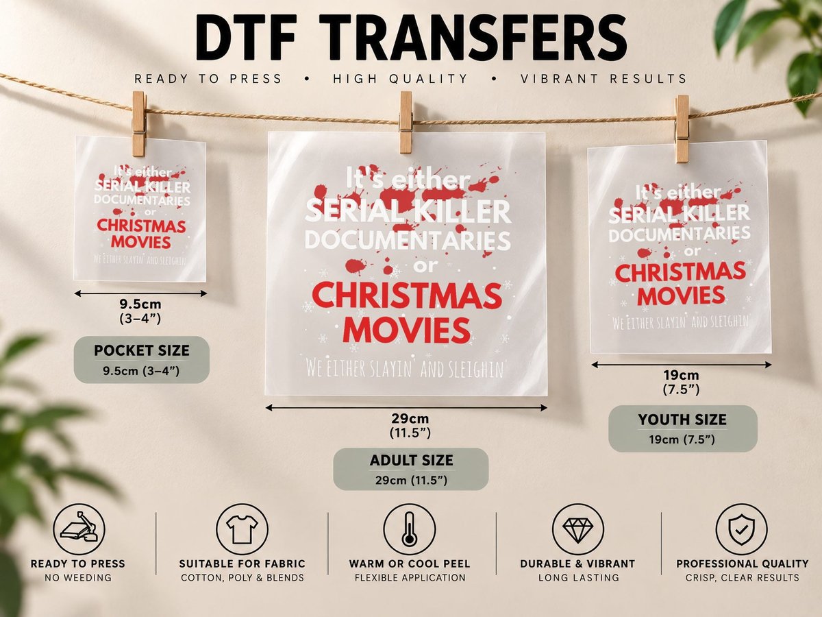 It's Either Serial Killer Documentaries or Christmas Movie DTF Transfer Iron On