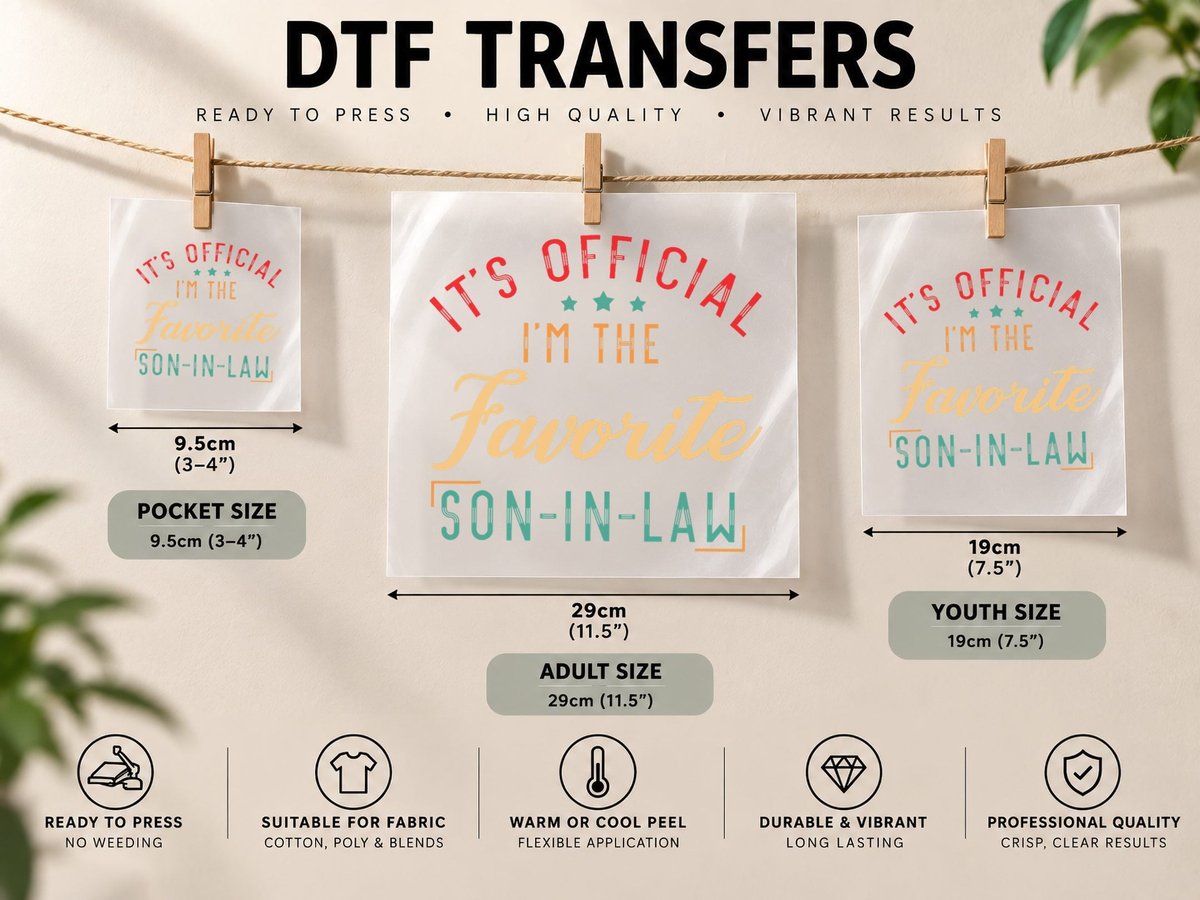 It's Official I'm the Favorite Son-In-Law Birthday DTF Transfer Iron On