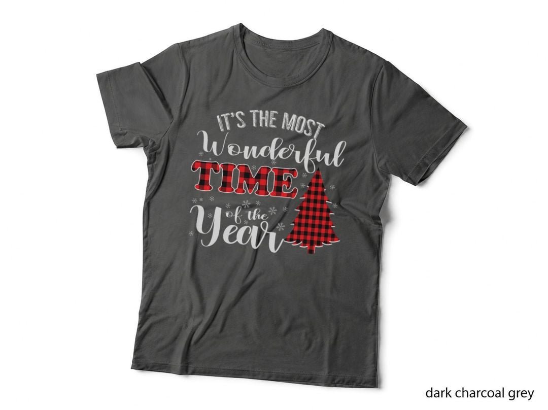 Its the Most Wonderful Time of the Year Christmas Tree Plaid T-Shirt