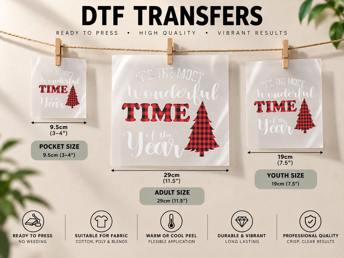 Its the Most Wonderful Time of the Year Christmas Tree DTF Transfer Iron On