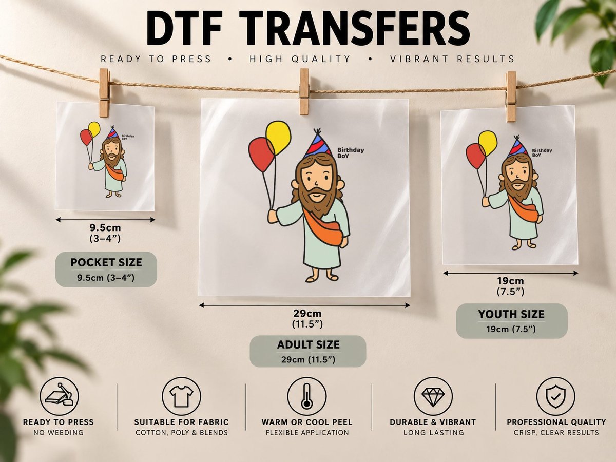 JESUS Birthday BOY Funny Christmas Christ DTF Transfer Iron On