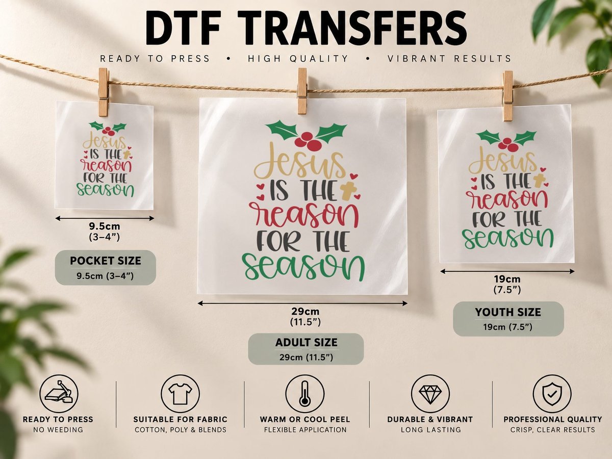 Jesus Is the Reason for the Season Christmas DTF Transfer Iron On