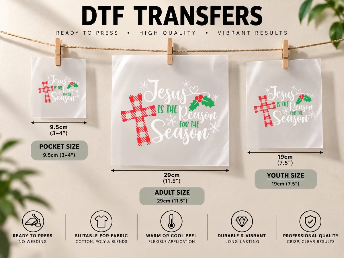 Jesus Is the Reason for the Season Funny Christmas Pjs DTF Transfer Iron On