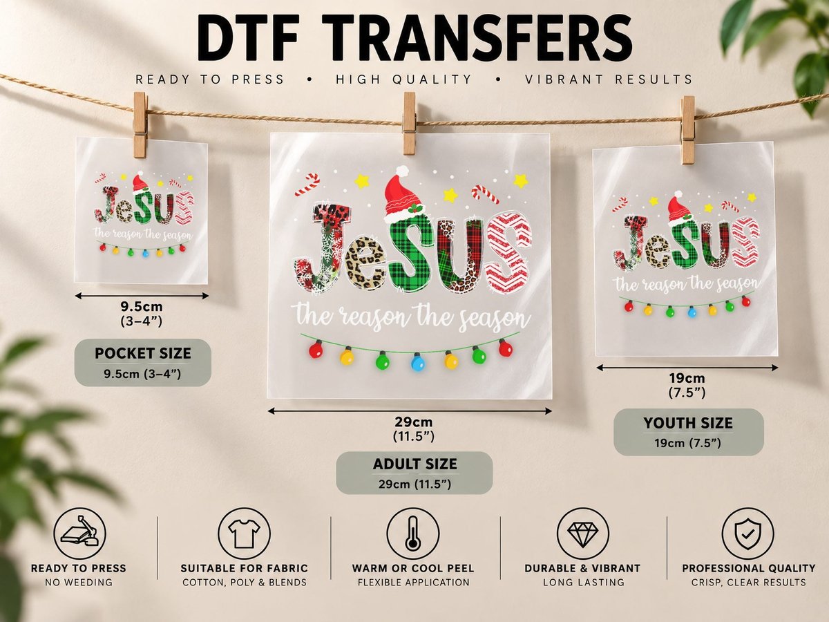 Jesus Is the Reason for the Season for Christmas Easter DTF Transfer Iron On