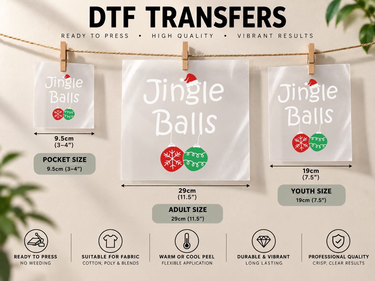 Jingle Balls & Tinsel Tits Funny Christmas Couple Matching DTF Transfer Iron On