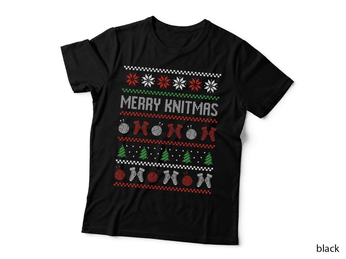 Knitting Ugly Christmas Sweater Merry Knitmas T-Shirt