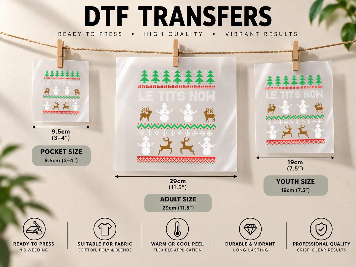 Le Tits Now Funny Sarcastic Rude Ugly Christmas Pullover DTF Transfer Iron On