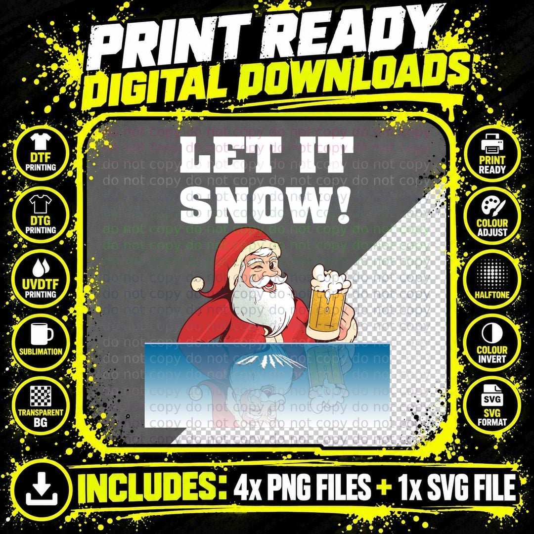 Let It Snow Cocaine Santa Sweater White Christmas Gift Png SVG Digital Bundle