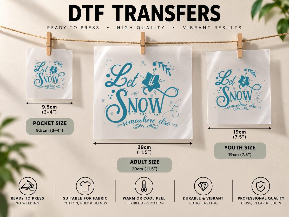 Let It Snow Somewhere Else Funny Sarcastic Ugly Christmas DTF Transfer Iron On