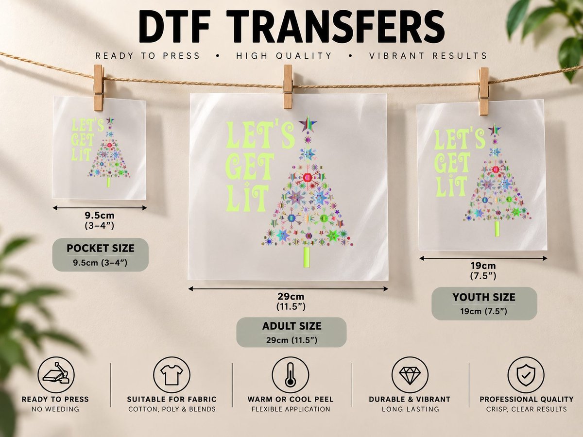 Let's Get Lit Adult Funny Christmas DTF Transfer Iron On