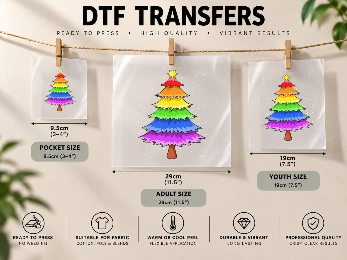 Lgbt-Q Pride Christmas Tree Pajama Cool Rainbow Flag X-Mas DTF Transfer Iron On