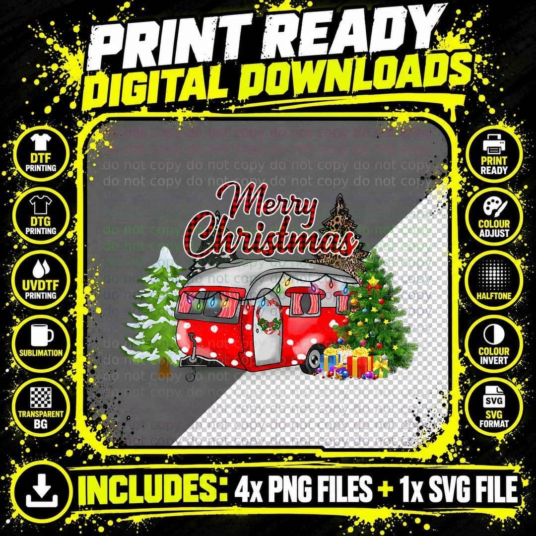 Lpq2 Camping RV Christmas Happy Xmas Party Camping Png SVG Digital Bundle