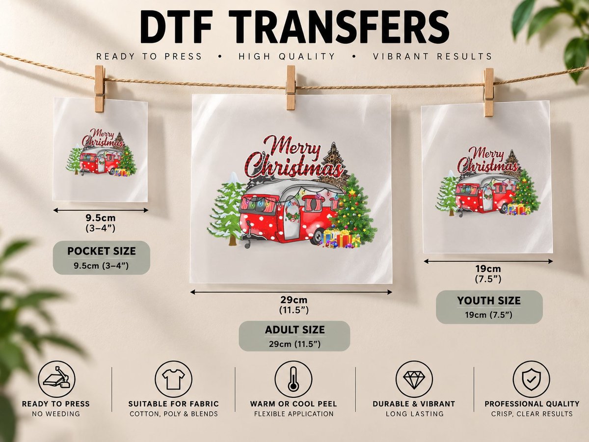 Lpq2 Camping RV Christmas Happy Xmas Party Camping DTF Transfer Iron On