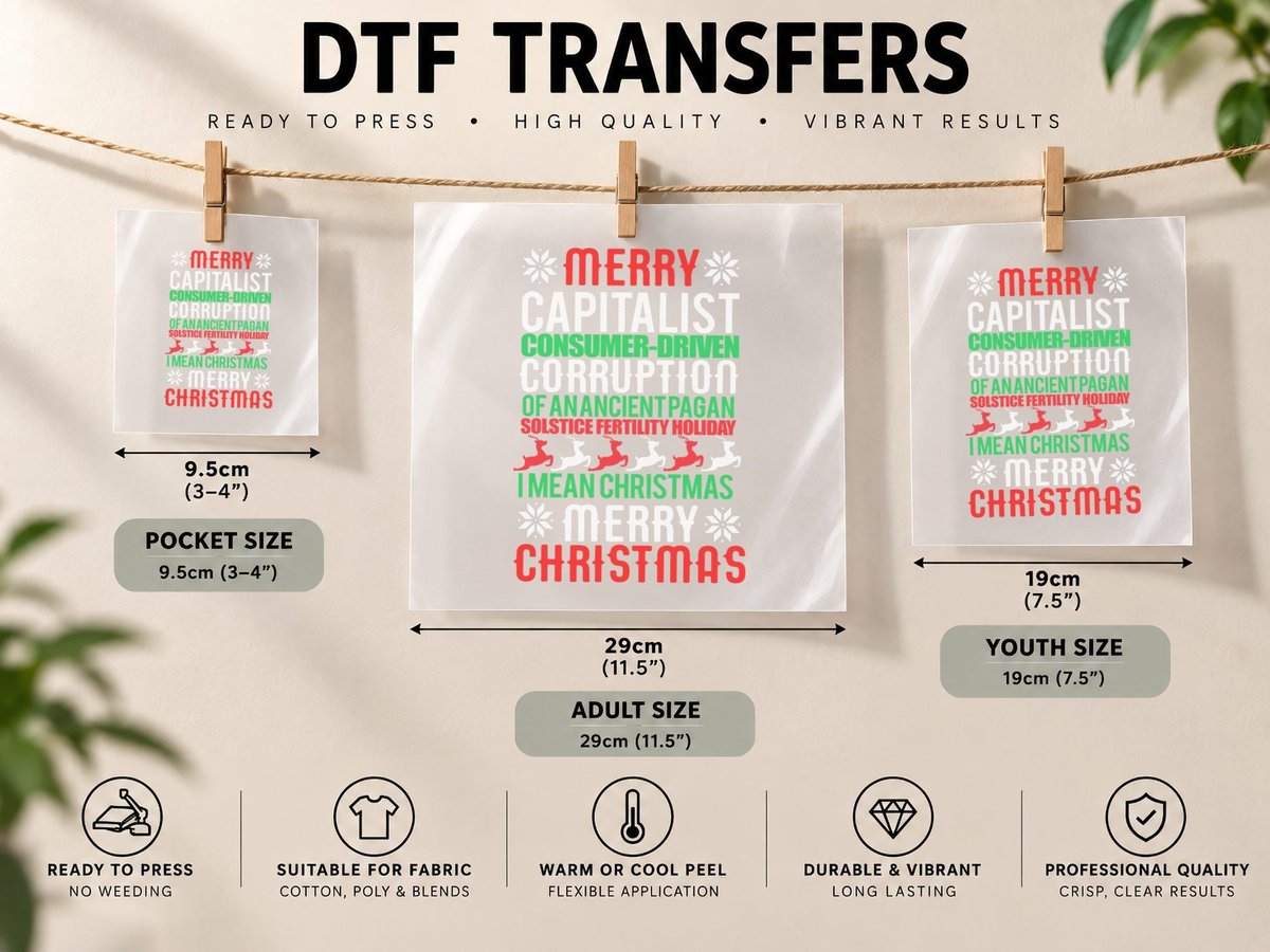 MERRY Capitalist Ancient PAGAN Holiday Funny Christmas Meme DTF Transfer Iron On