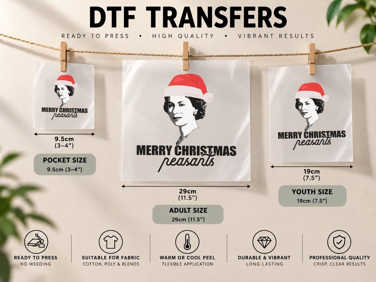 MERRY Christmas Peasants Queen of England Funny UK Meme DTF Transfer Iron On