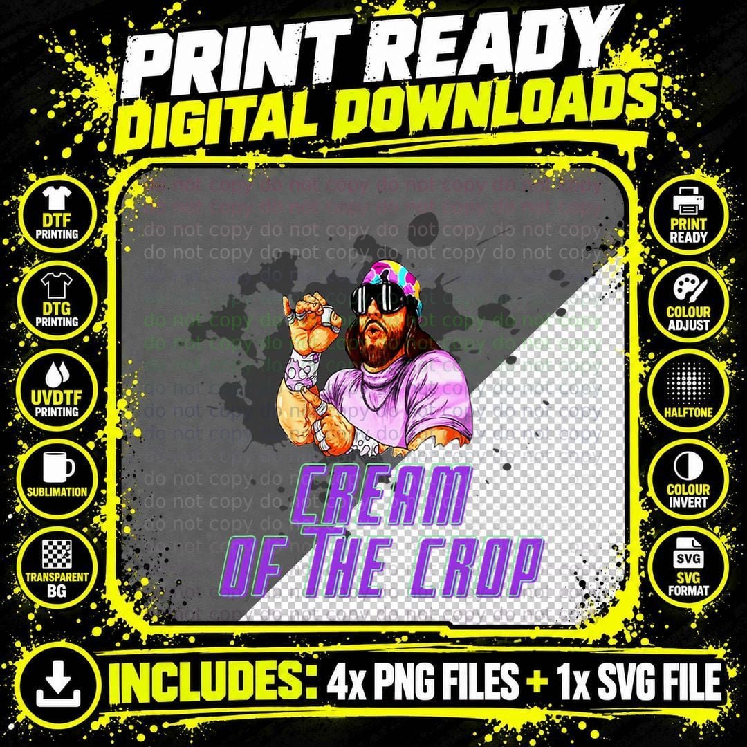Macho-The Cream of the Crop, Wrestling Christmas Funny Png SVG Digital Bundle
