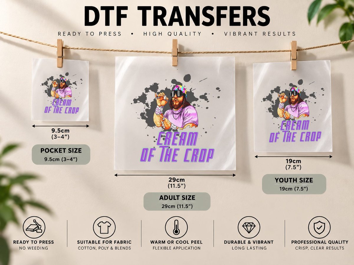 Macho-The Cream of the Crop, Wrestling Christmas Funny DTF Transfer Iron On