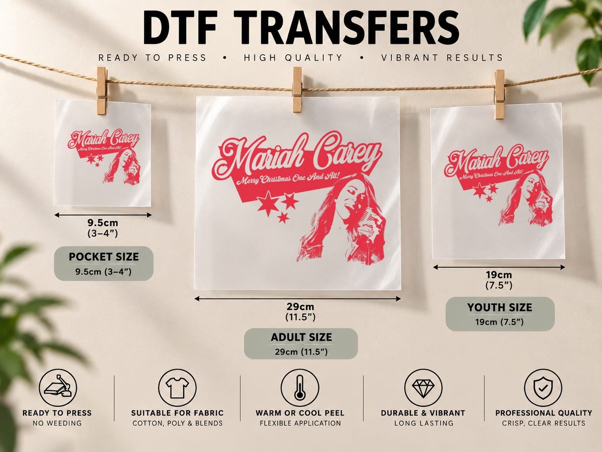 Mariah Carey Official Merry Christmas One & All Tour Stars DTF Transfer Iron On