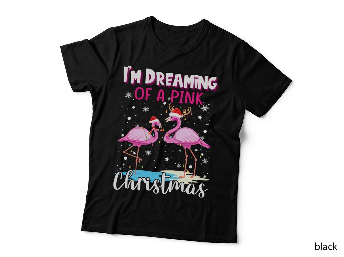 Matching Family I'm Dreaming of a Pink Christmas Flamingo T-Shirt