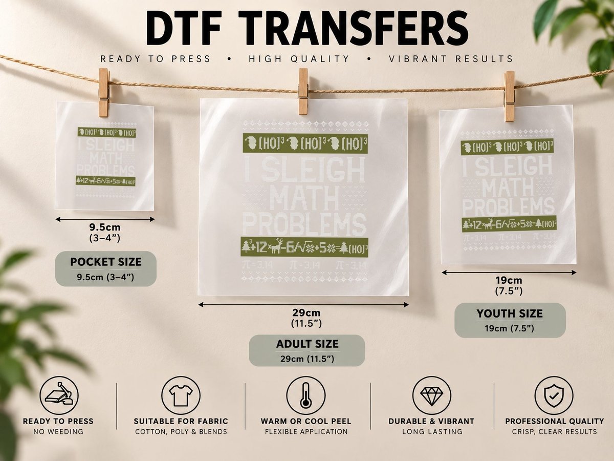 Math Teacher I Sleigh Math Problems Christmas Ugly DTF Transfer Iron On