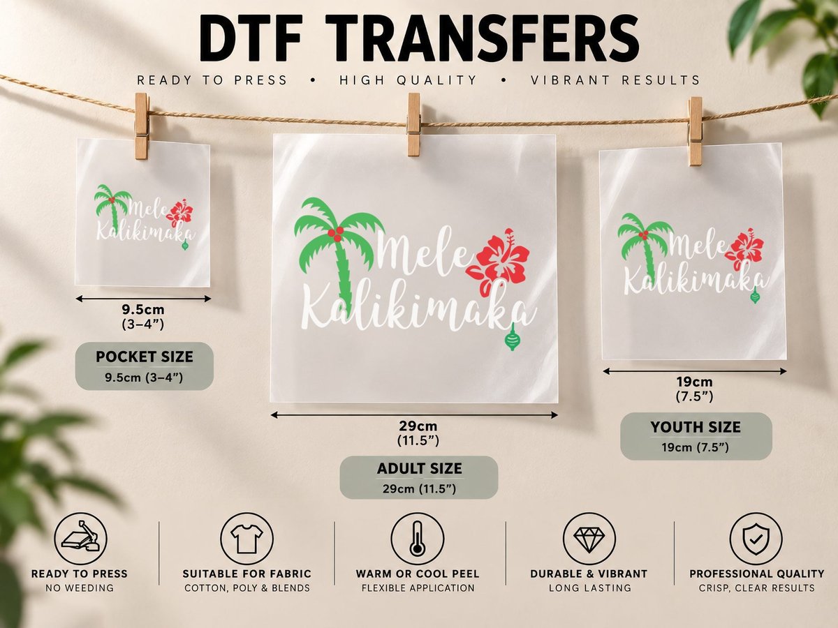 Mele Kalikimaka Hawaiian Merry Christmas Pullover DTF Transfer Iron On
