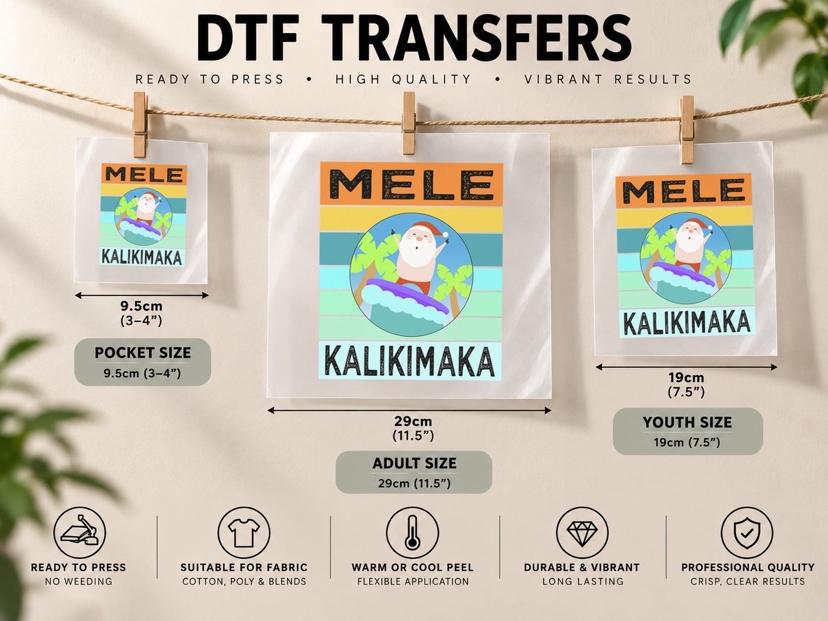 Mele Kalikimaka Hawaiian Christmas Santa Ugly DTF Transfer Iron On