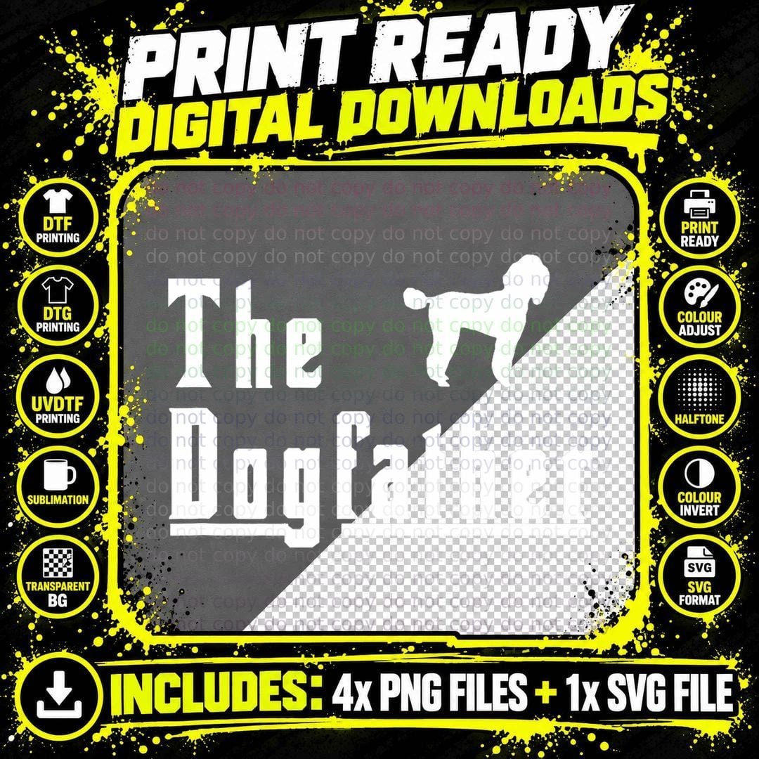 Mens the Dogfather - Poodle Dog T Shirt Christmas Gift Png SVG Digital Bundle