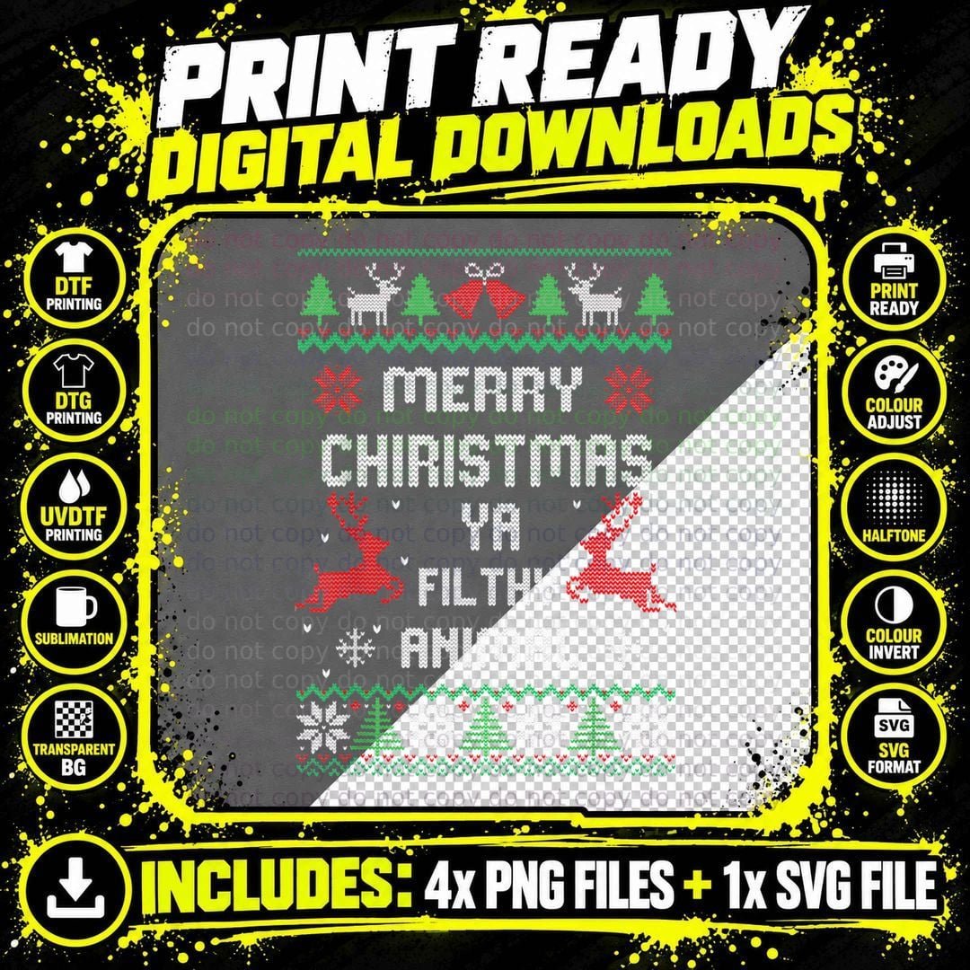 Merry Christmas Animal Filthy Ya Classic T-Shirt Png SVG Digital Bundle
