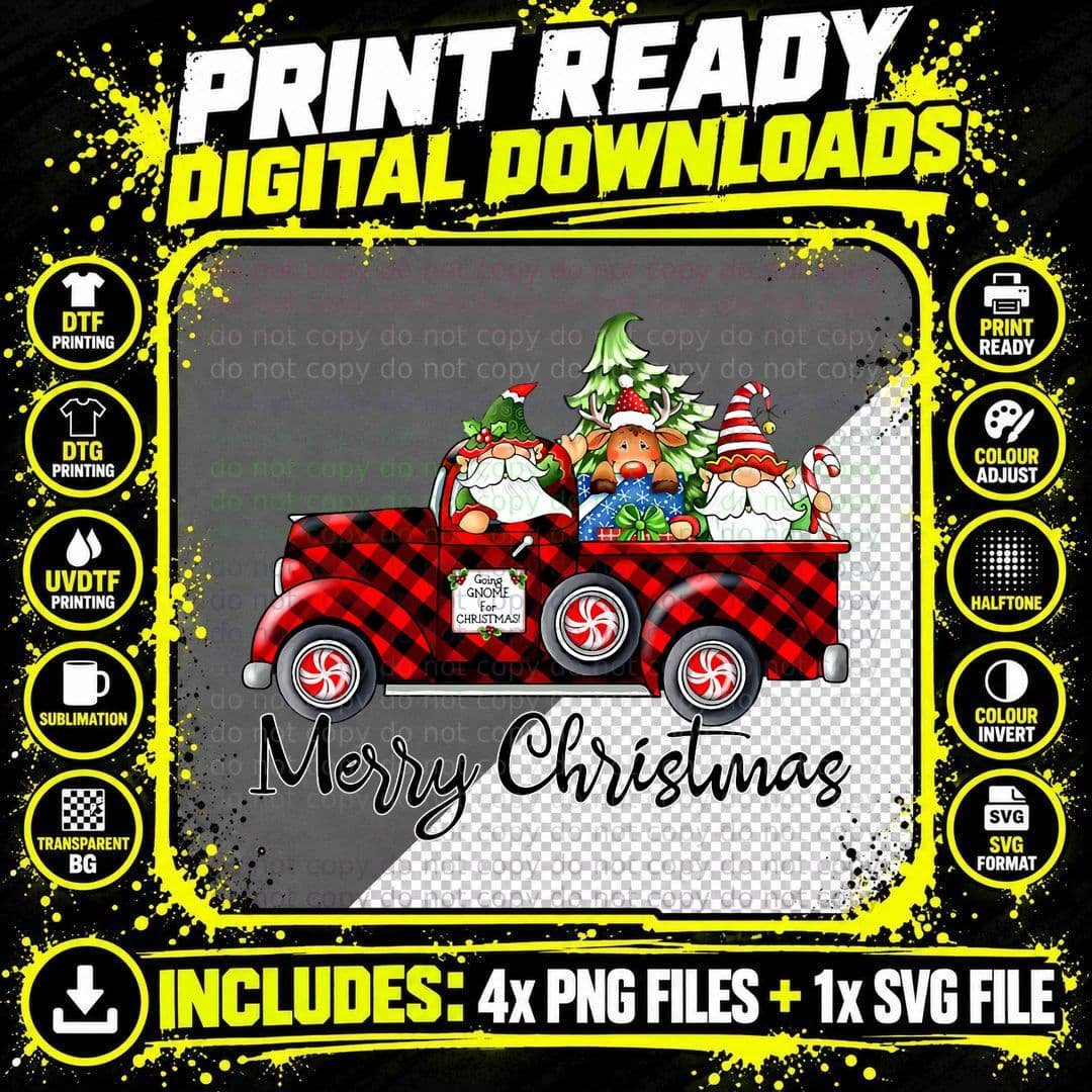 Merry Christmas Buffalo Truck Tree Red Plaid Leopard Png SVG Digital Bundle