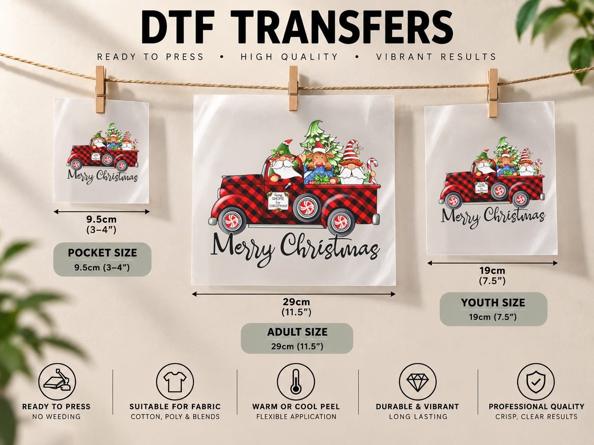 Merry Christmas Buffalo Truck Tree Red Plaid Leopard Women DTF Transfer Iron On
