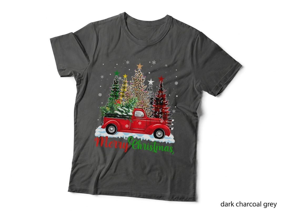 Merry Christmas Buffalo Truck Tree Red Plaid Men Women T-Shirt