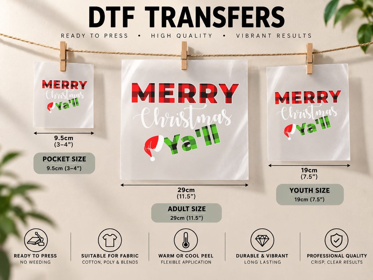Merry Christmas Day Christmas in July Plaid Funny Santa Hat DTF Transfer Iron On