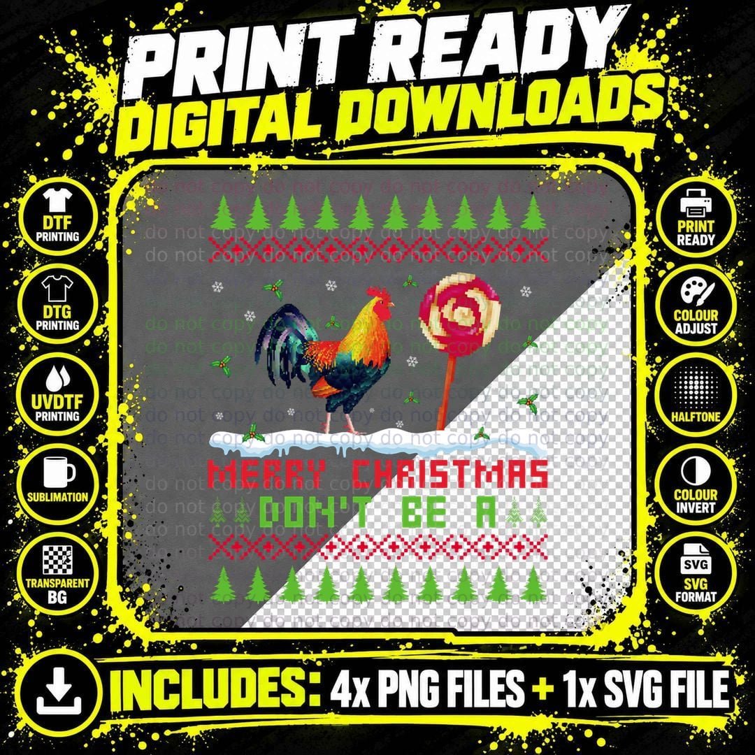 Merry Christmas Don't Be a Cock Sucker Christmas Sweater Png SVG Digital Bundle