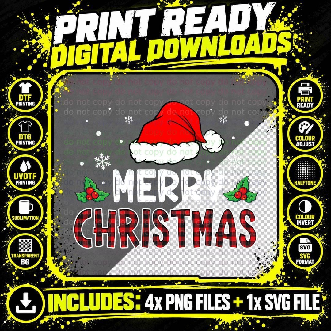 Merry Christmas Shirt Buffalo Red Plaid for Men Women Png SVG Digital Bundle