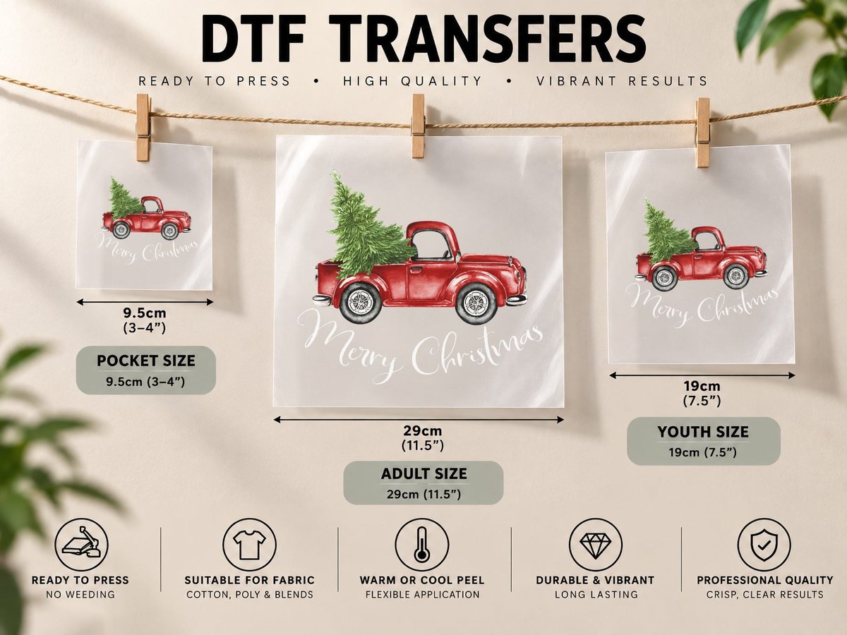 Merry Christmas Truck DTF Transfer Iron On