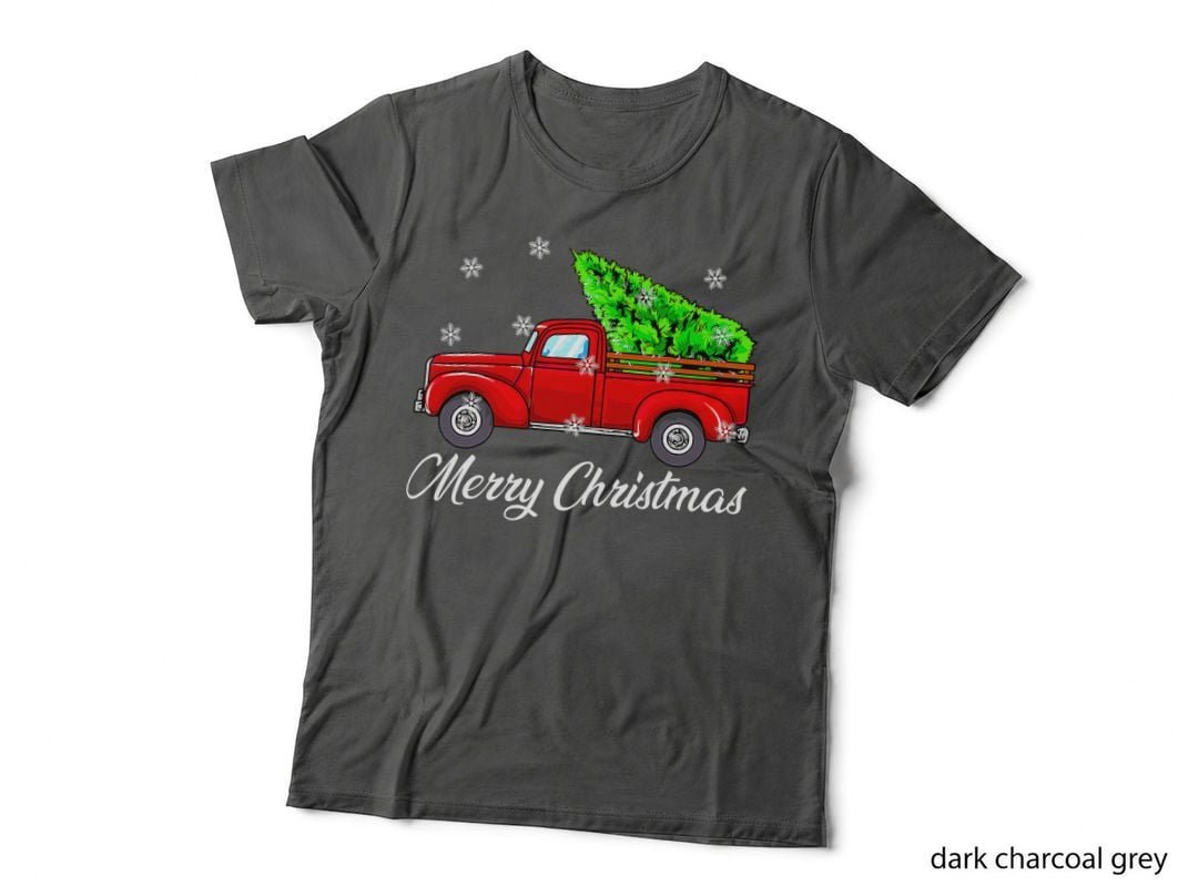 Merry Christmas Wagon Tree Red Truck Vacation T-Shirt