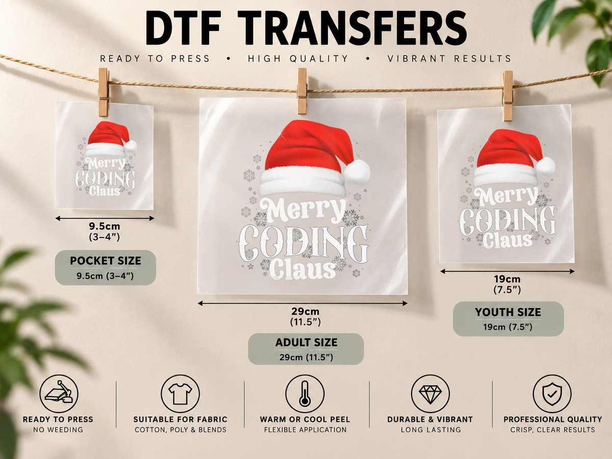Merry Coding Claus PJS Family Matching Christmas DTF Transfer Iron On