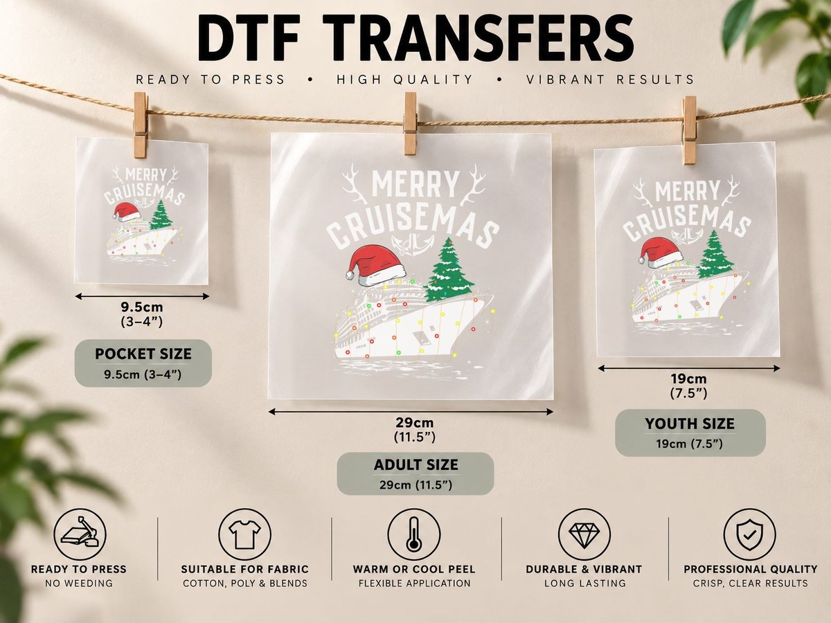 Merry Cruisemas Cruise Ship Family Christmas Funny DTF Transfer Iron On