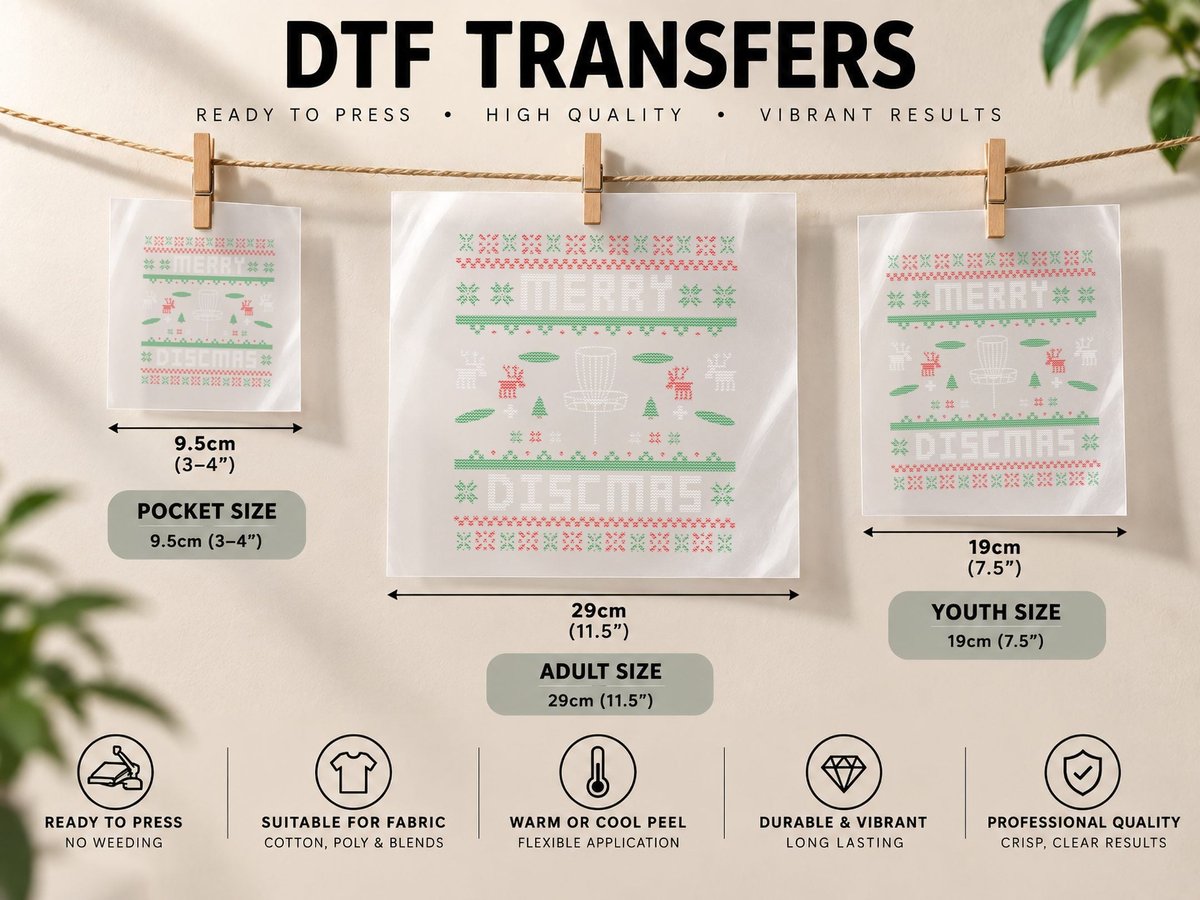 Merry Discmas Disc Golf Ugly Dad Uncle Christmas Pullover DTF Transfer Iron On