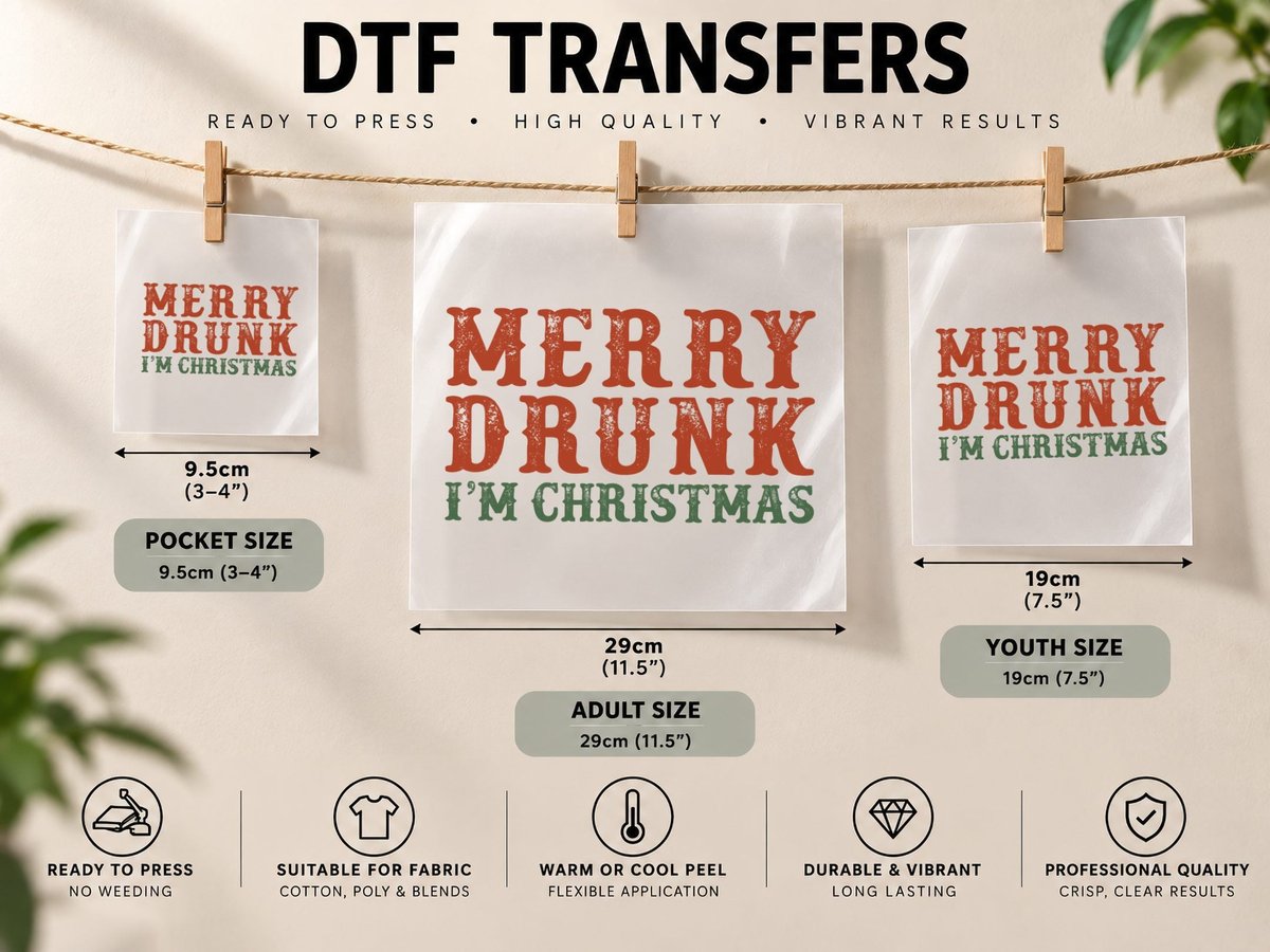 Merry Drunk I'm Christmas Drinking Wine Lover Pullover DTF Transfer Iron On