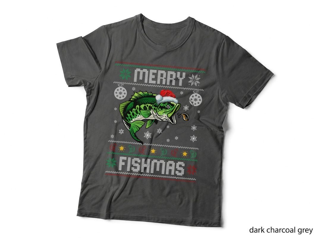 Merry Fishmas Funny Fish Fishing Fisherman Ugly Christmas T-Shirt