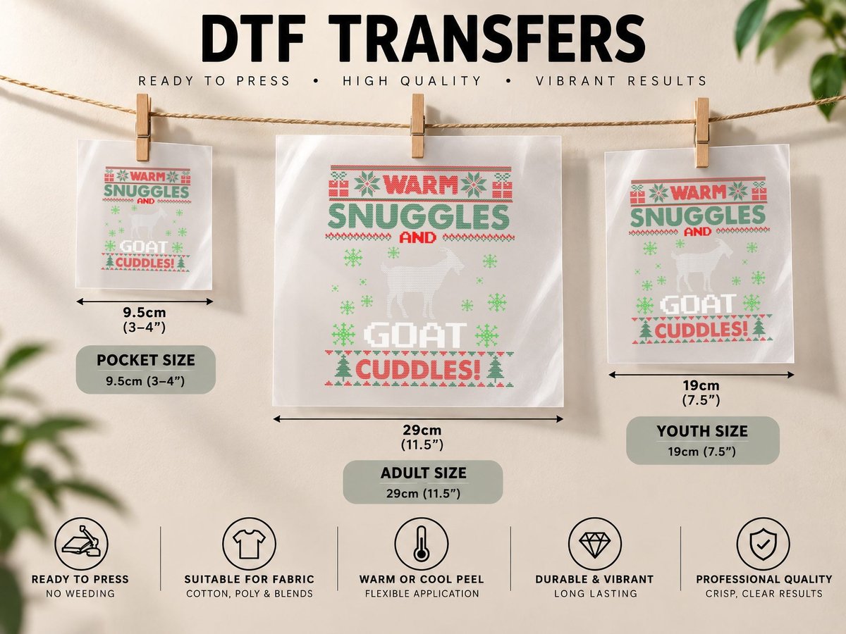 Merry Goatmas Christmas Goat Lovers Ugly Christmas DTF Transfer Iron On