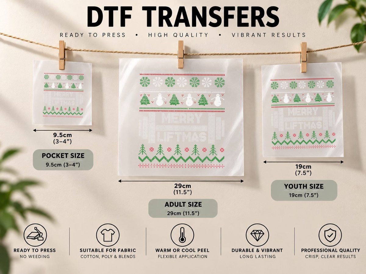 Merry Liftmas Christmas Funny X-Mas Pun Gym Workout DTF Transfer Iron On
