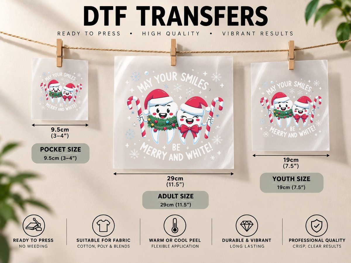 Merry and White Dental Christmas - Festive Dental Squad DTF Transfer Iron On