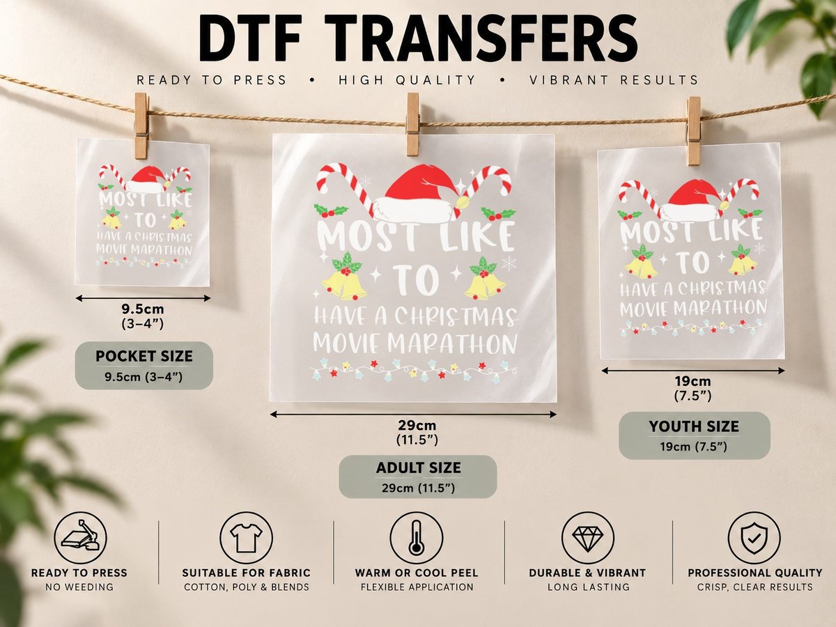 Most Likely to Have a Christmas Movie Marathon Family Crew DTF Transfer Iron On