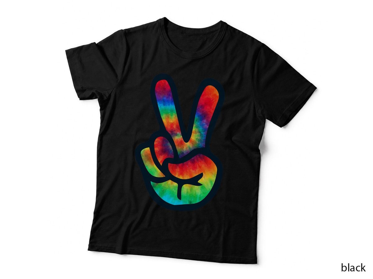 PEACE SIGN Hand Tie Dye T-Shirt Hippies Christmas V Shirts T-Shirt